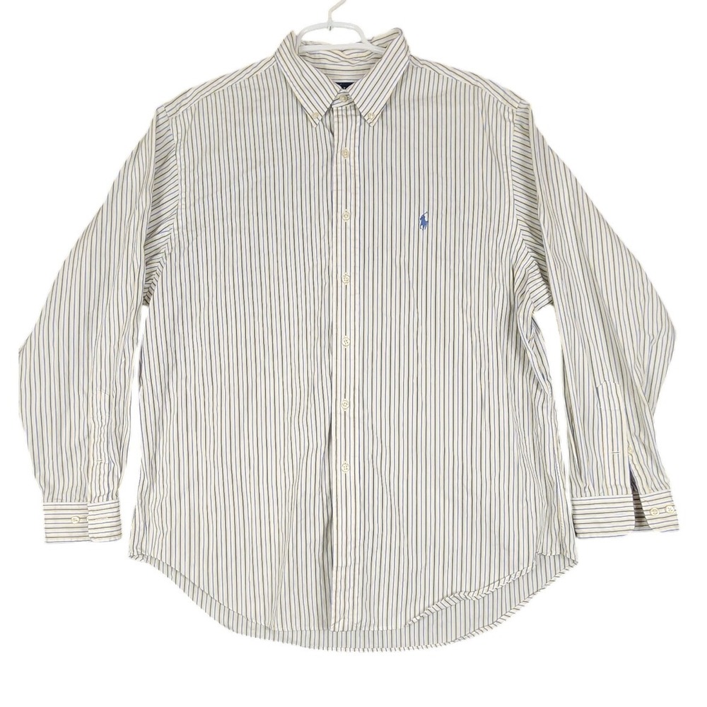 Ralph Lauren Mens Striped Classic Fit Button Down Shirt 17 1/2 34/35
